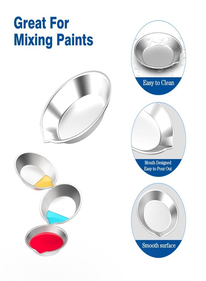 DIYESMART 12Pcs Stainless Steel Paint Tray Palette and 8Pcs 3ml Eyedroppers Suit for DIY Art Craft, Airbrush Model Paints, Watercolors Small Round Mixing Palette Paint Tray, Pigment Mixing Cups - Image 5