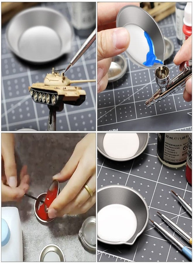DIYESMART 12Pcs Stainless Steel Paint Tray Palette and 8Pcs 3ml Eyedroppers Suit for DIY Art Craft, Airbrush Model Paints, Watercolors Small Round Mixing Palette Paint Tray, Pigment Mixing Cups - Image 4