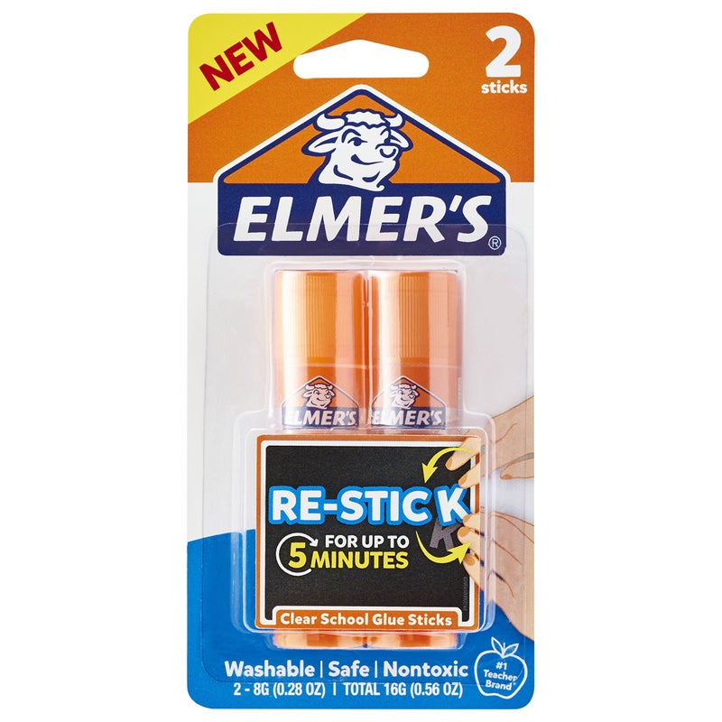 ELMER'S Elmerâ€™s Re-Stick School Glue Sticks, 0.28-Ounces, 2 Count - Image 1