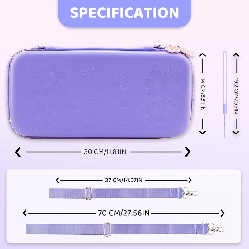 FANPL Case bundle for Nintendo Switch 2 Accessories, Carrying Cover for Switch 2 and JoyCon Controller with Hard Protective Skin and Screen protector, 4 Thumb Grips, Shoulder Strap (Sakura Purple) - Image 5