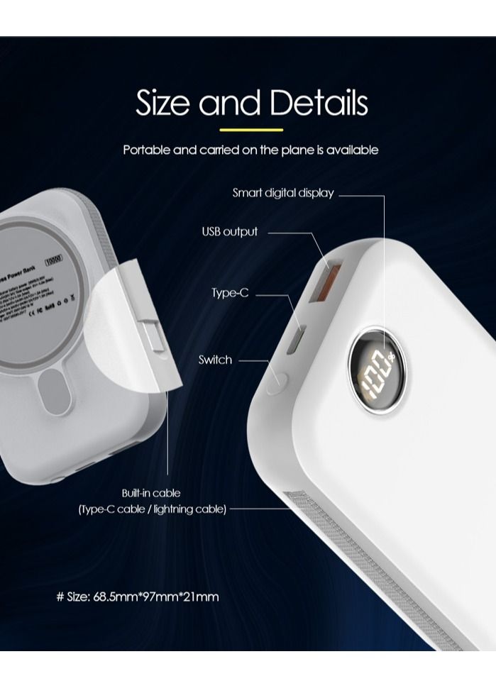 GULFLINK Fast Magnetic Portable Power Bank with Lightning Cable 10000mah Black - Image 3