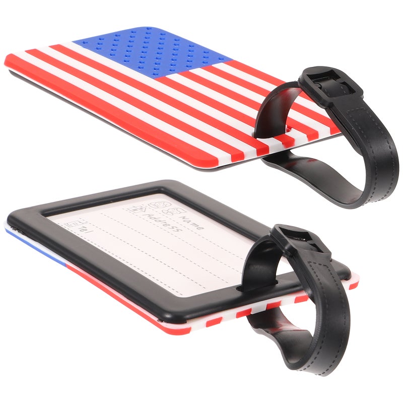 2pcs Suitcase Suitcase Hanging Label Luggage ID Label American Flag Travel Luggage Label Name - Image 1