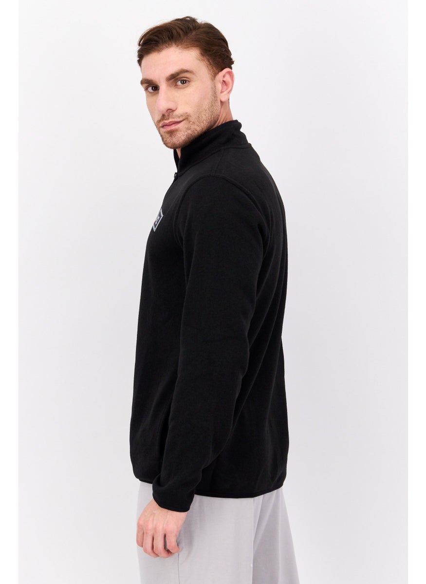 Hurley Men Stand Collar Long Sleeve Brand Logo Sweatshirt, Black  - Image 3