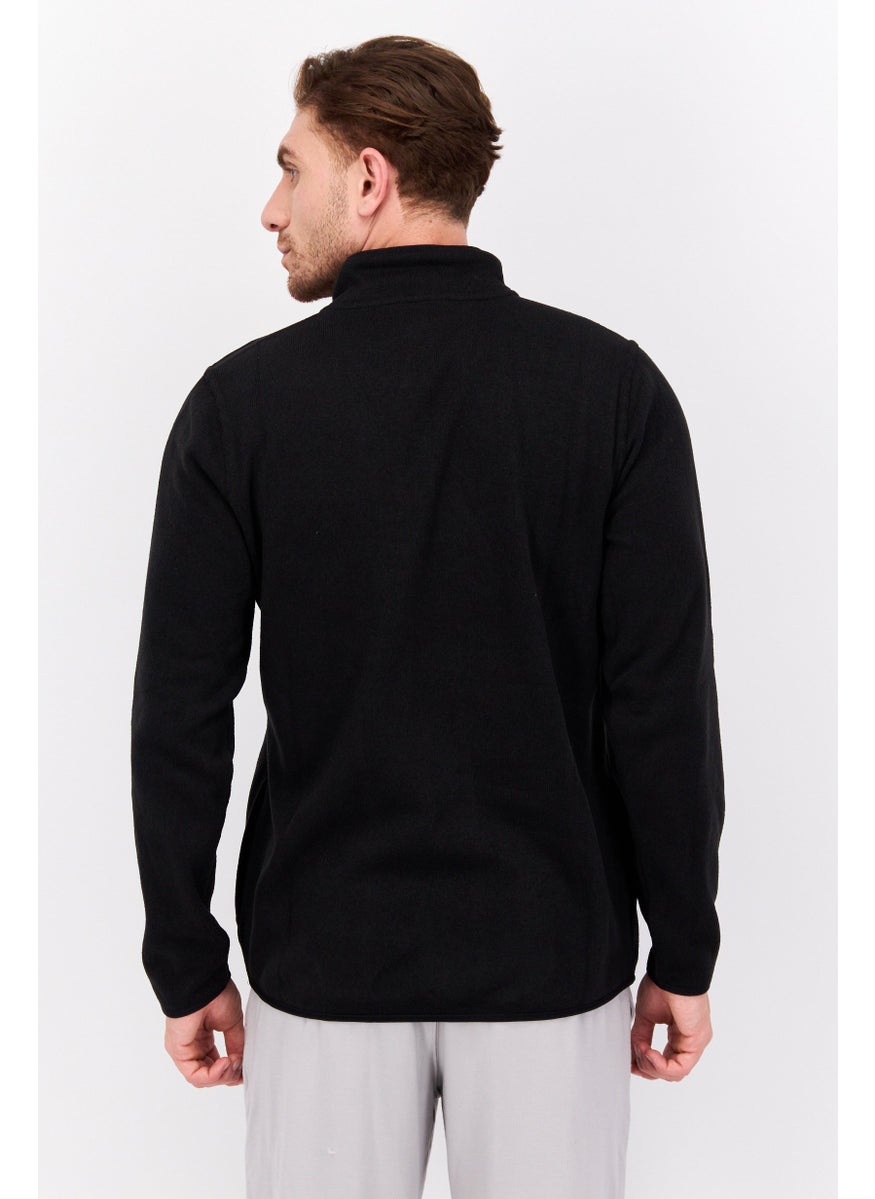 Hurley Men Stand Collar Long Sleeve Brand Logo Sweatshirt, Black  - Image 4