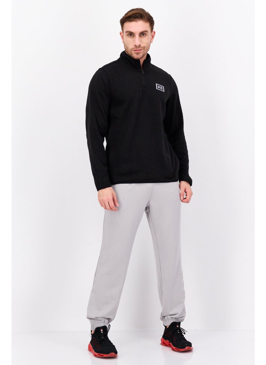 Hurley Men Stand Collar Long Sleeve Brand Logo Sweatshirt, Black  - Image 2