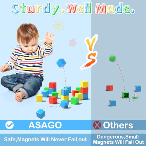 Asago Magnetic Blocks Large 56PCS 134in Magnetic Building Blocks 3D Magnetic Cubes for Toddlers Preschool Educational Construction Kit Sensory Montessori Toys Kids Blocks for Boys Girls Toddlers - Image 5