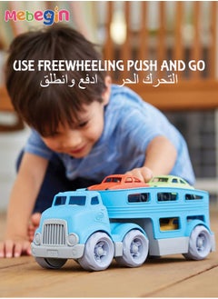 MEBEGIN Blue Double Deck Carrier Truck with 3 Cars Toy Set Children's Car with Slide Simulated Carrying Toy for Boys and Girls Gifts  - Image 2