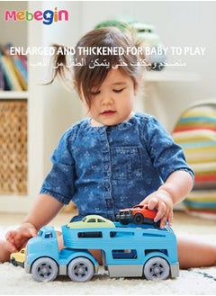 MEBEGIN Blue Double Deck Carrier Truck with 3 Cars Toy Set Children's Car with Slide Simulated Carrying Toy for Boys and Girls Gifts  - Image 3