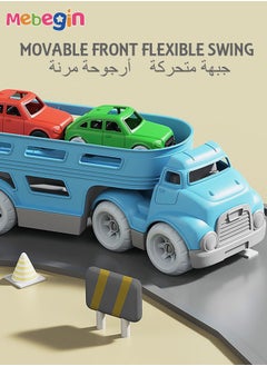MEBEGIN Blue Double Deck Carrier Truck with 3 Cars Toy Set Children's Car with Slide Simulated Carrying Toy for Boys and Girls Gifts  - Image 5