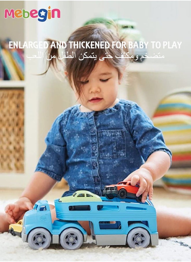 MEBEGIN Blue Double Deck Carrier Truck with 3 Cars Toy Set Children's Car with Slide Simulated Carrying Toy for Boys and Girls Gifts  - Image 4
