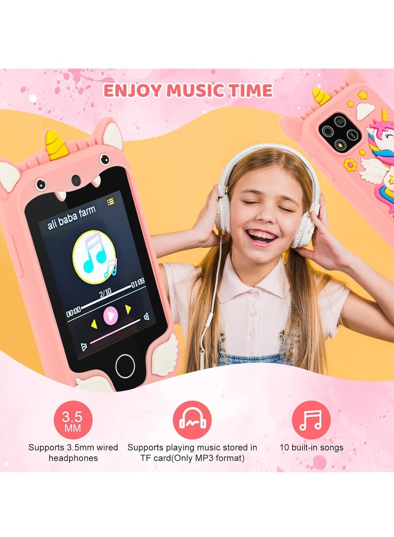إيفرين هاتف ذكي للأطفال للبنات، هاتف ألعاب براق مزود بكاميرتين، مشغل موسيقى، هاتف محمول للأطفال لتعليم ولعب الأطفال من 3 إلى 12 عامًا، هدية عيد الميلاد أو عيد الميلاد مع بطاقة 8G (وردي) - Image 5