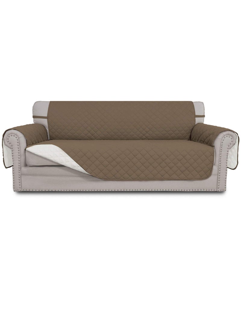Easy-Going EasyGoing 4 Seater Sofa Slipcover Reversible Sofa Cover Water Resistant Couch Cover with Foam Sticks Elastic Straps Furniture Protector for Pets Children Dog Cat XXLarge CamelIvory 