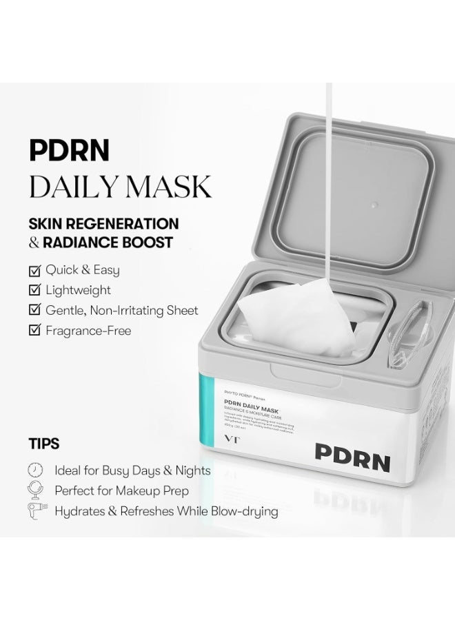 VT COSMETICS PDRN Daily Mask 30 Sheets, Vegan PDRN for Skin Restoration & Radiance, Hydrating & Moisturizing, Anti-Aging, Plumping Effect |30 sheets - Image 2