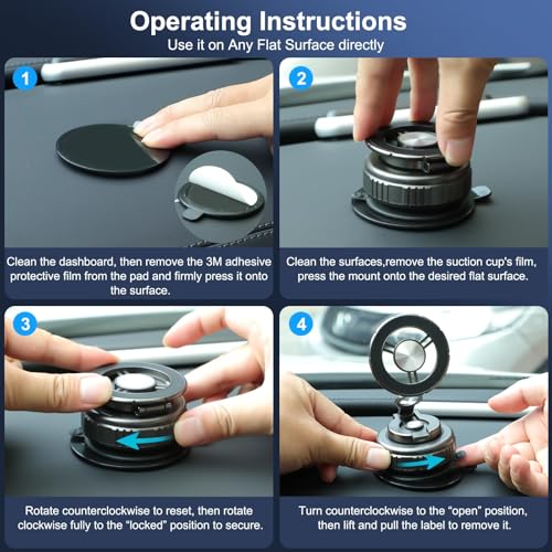 HUGSEE 2026 New Vacuum Magnetic Phone Holder for Car, Magsafe Car Mount for Car/Gym/Mirror/Smooth Surface, Compatible with iPhone Android and All Smartphones(G518) - Image 5