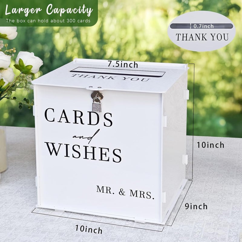 SOFARKKT White Acrylic Card Box with Slot & Lock, DIY Large Wedding Card Boxes for Reception, Elegant Money Envelop Card Box for Party Wedding Birthday Baby Shower Graduation Table Decor - Image 3
