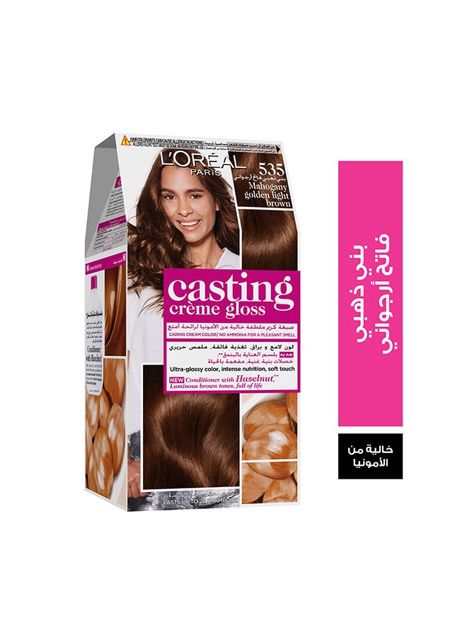 L'OREAL PARIS Casting Crème Gloss No Ammonia Hair Color For ultra Glossy and shimmering tone 535 Mahagony Golden Light Brown  - Image 3