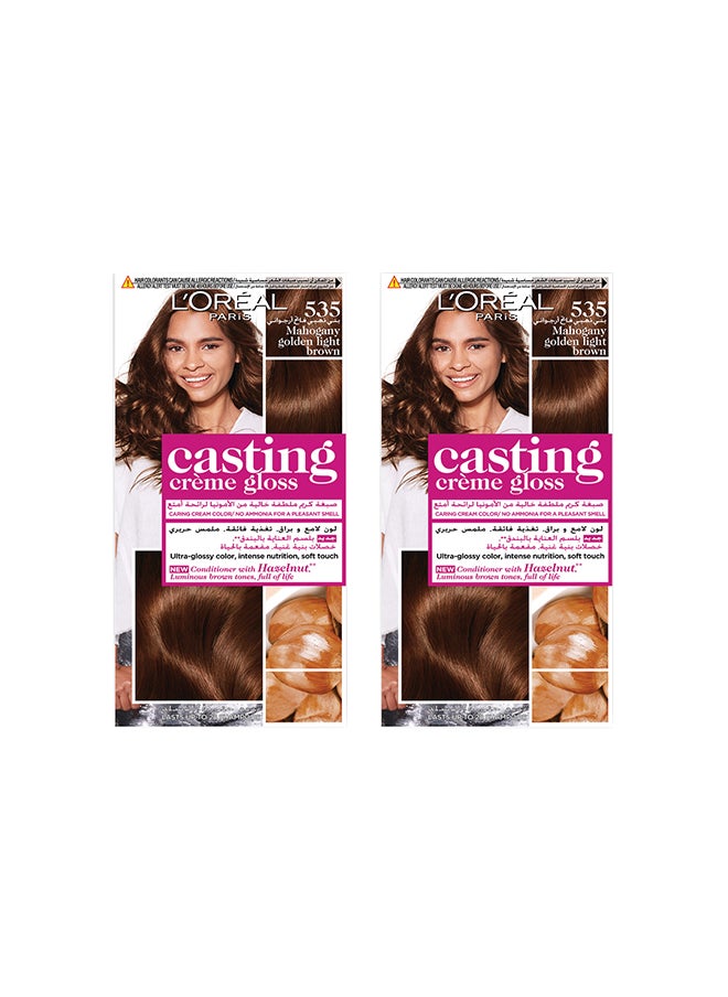 L'OREAL PARIS Casting Crème Gloss No Ammonia Hair Color For ultra Glossy and shimmering tone 535 Mahagony Golden Light Brown  - Image 1