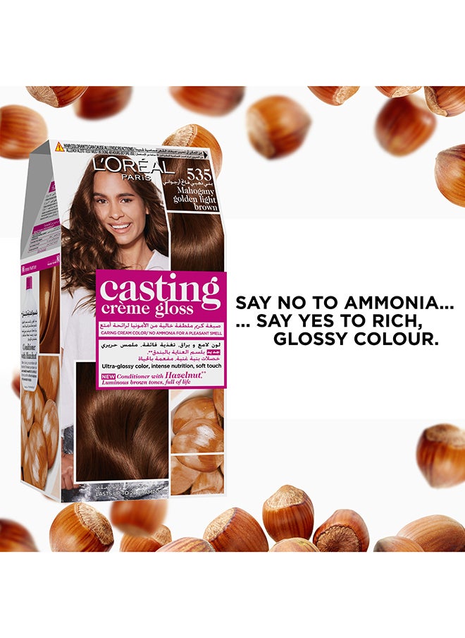 L'OREAL PARIS Casting Crème Gloss No Ammonia Hair Color For ultra Glossy and shimmering tone 535 Mahagony Golden Light Brown  - Image 4