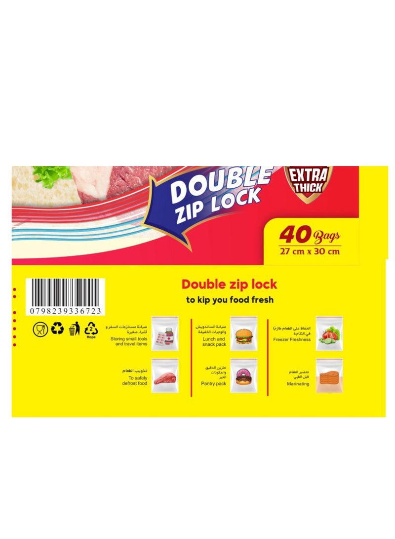 ECO Plastic 40 Pieces Zipper Lock Bag Set Clear 27x30cm  Disposable Freezer Zipper Bag  - Image 4