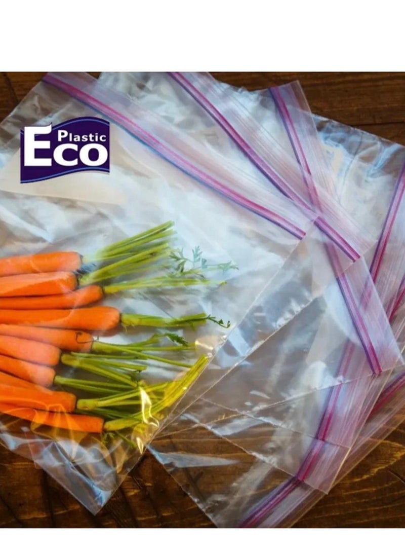 ECO Plastic 40 Pieces Zipper Lock Bag Set Clear 27x30cm  Disposable Freezer Zipper Bag  - Image 2