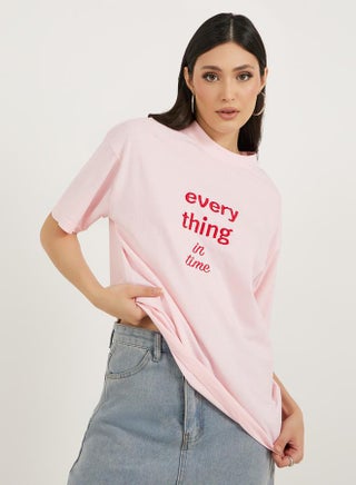 Embroidered Slogan Detail Round Neck Jersey T-Shirt - pzsku/Z14781963B1B2B188CFB8Z/45/_/1739732122/c2923f09-2c2a-4578-9c27-6f35538a2bdb