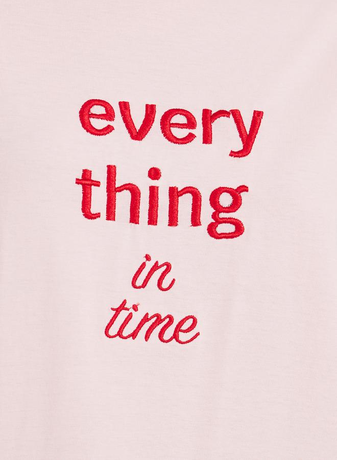 Styli Embroidered Slogan Detail Round Neck Jersey T-Shirt  - Image 3