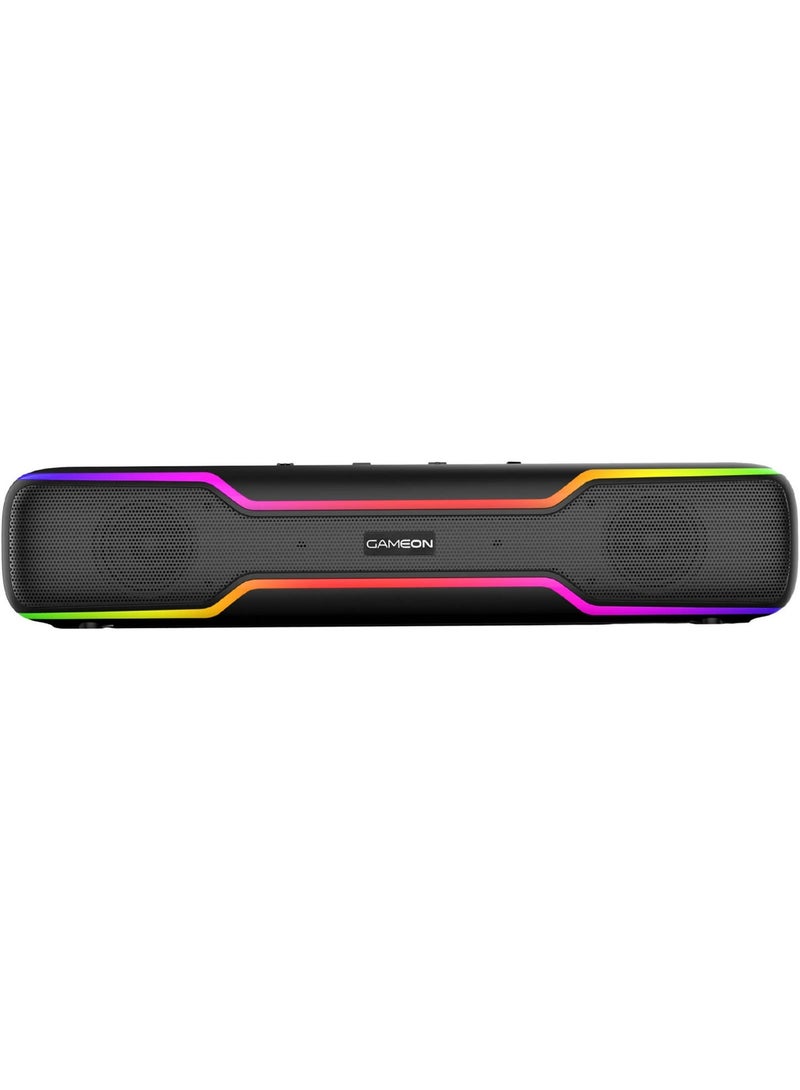 GAMEON Dominator Blaze Wireless Bluetooth 5.3 RGB Gaming Soundbar, 20W Dual Driver Speaker with TWS Mode, AUX/TF/USB Playback - Black - Image 1