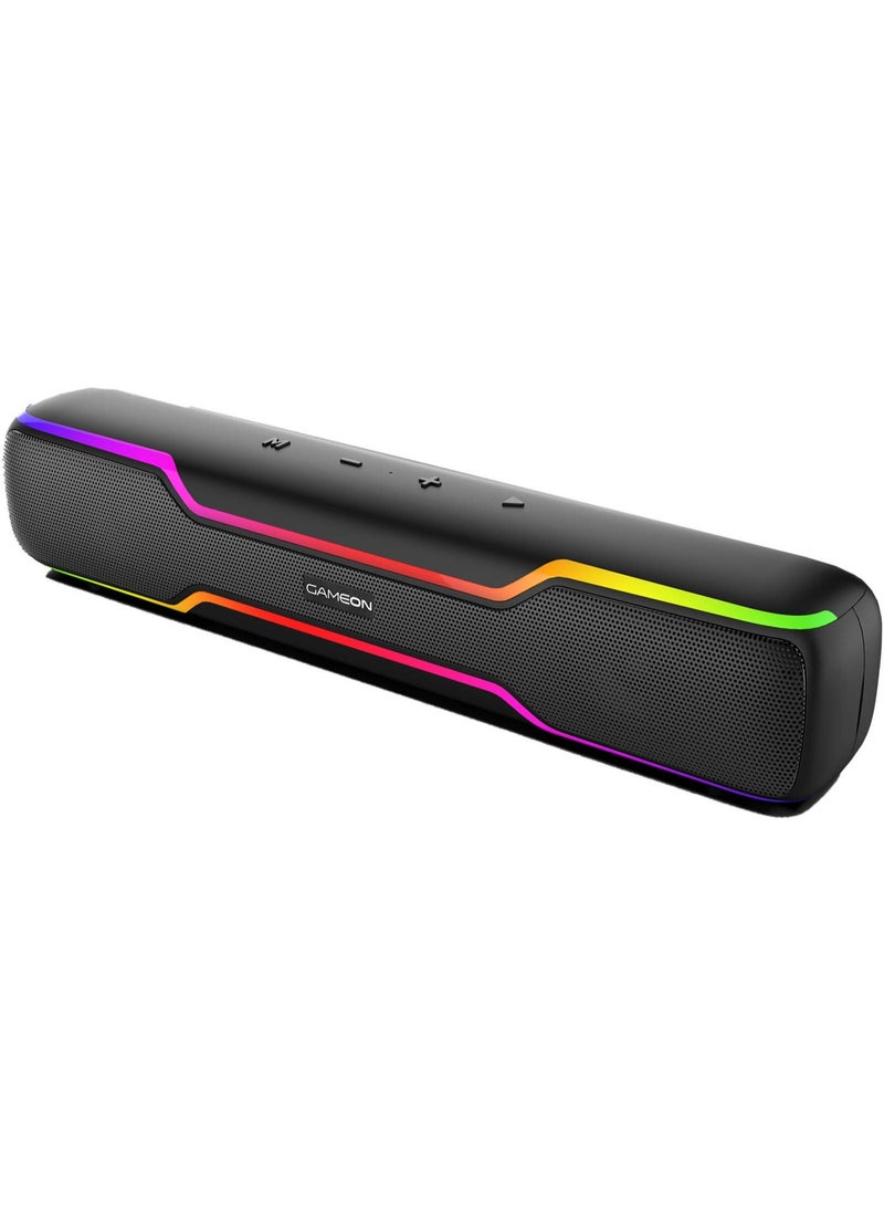 GAMEON Dominator Blaze Wireless Bluetooth 5.3 RGB Gaming Soundbar, 20W Dual Driver Speaker with TWS Mode, AUX/TF/USB Playback - Black - Image 2