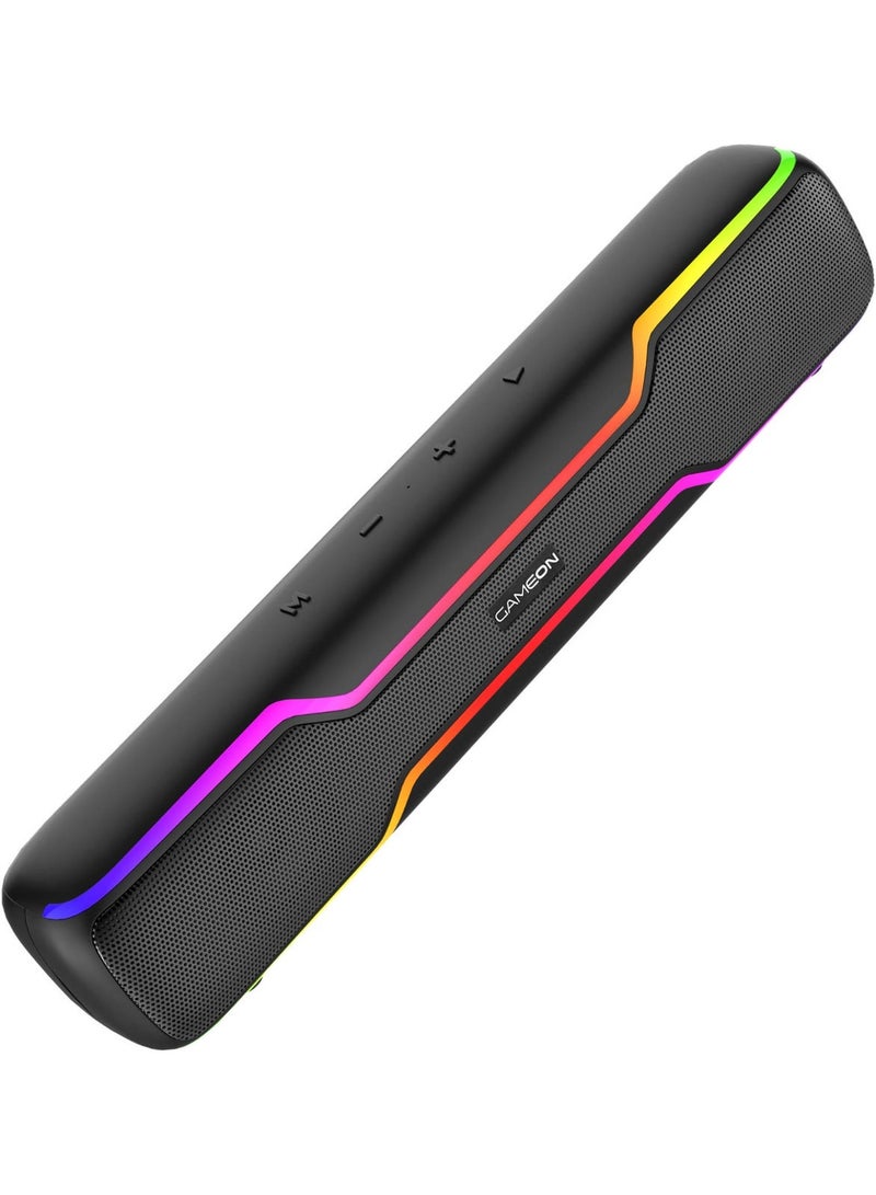 GAMEON Dominator Blaze Wireless Bluetooth 5.3 RGB Gaming Soundbar, 20W Dual Driver Speaker with TWS Mode, AUX/TF/USB Playback - Black - Image 3