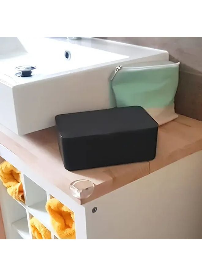 Black Plastic Wet Tissue Storage Box With Lid Multi Functional Towel Dispenser - Image 5