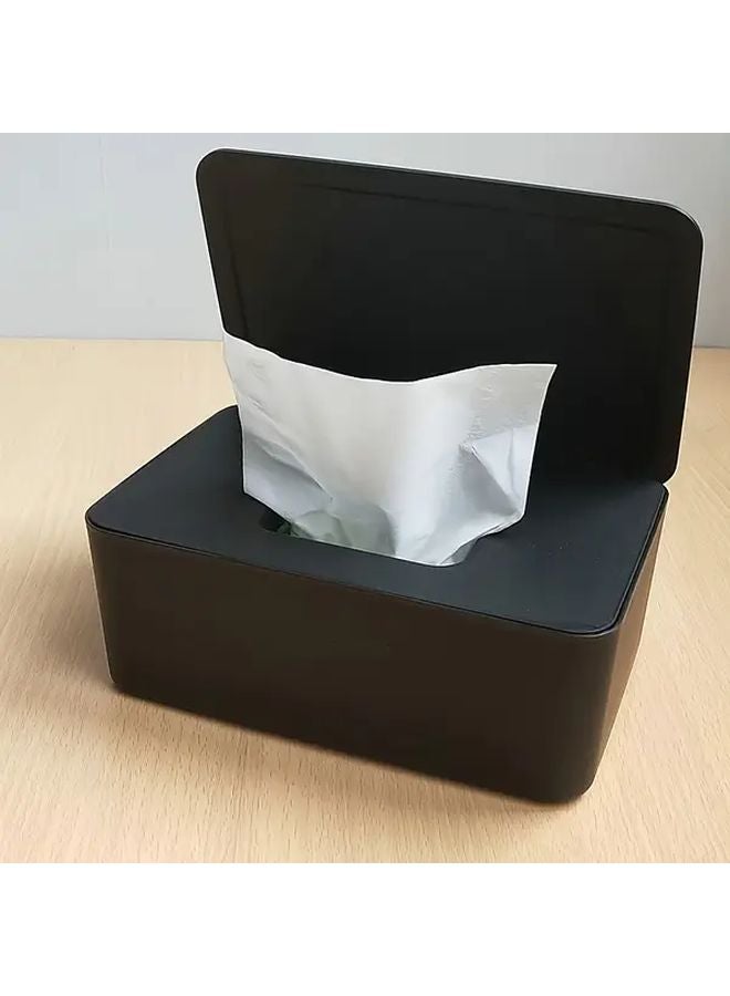 Black Plastic Wet Tissue Storage Box With Lid Multi Functional Towel Dispenser - Image 2