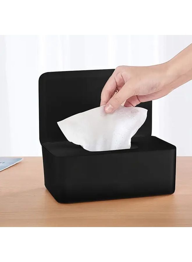 Black Plastic Wet Tissue Storage Box With Lid Multi Functional Towel Dispenser - Image 3