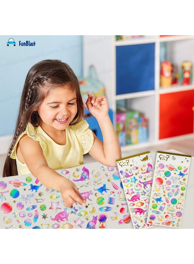 FunBlast Cartoon Kawaii Stickers Set - 2 Sheets, 70+ Stickers for Kids, 3D Stickers for Girls, Aesthetic Sticker, Cute Stickers, Craft Stickers, Self-Adhesive Stickers (Multicolor) - Image 3