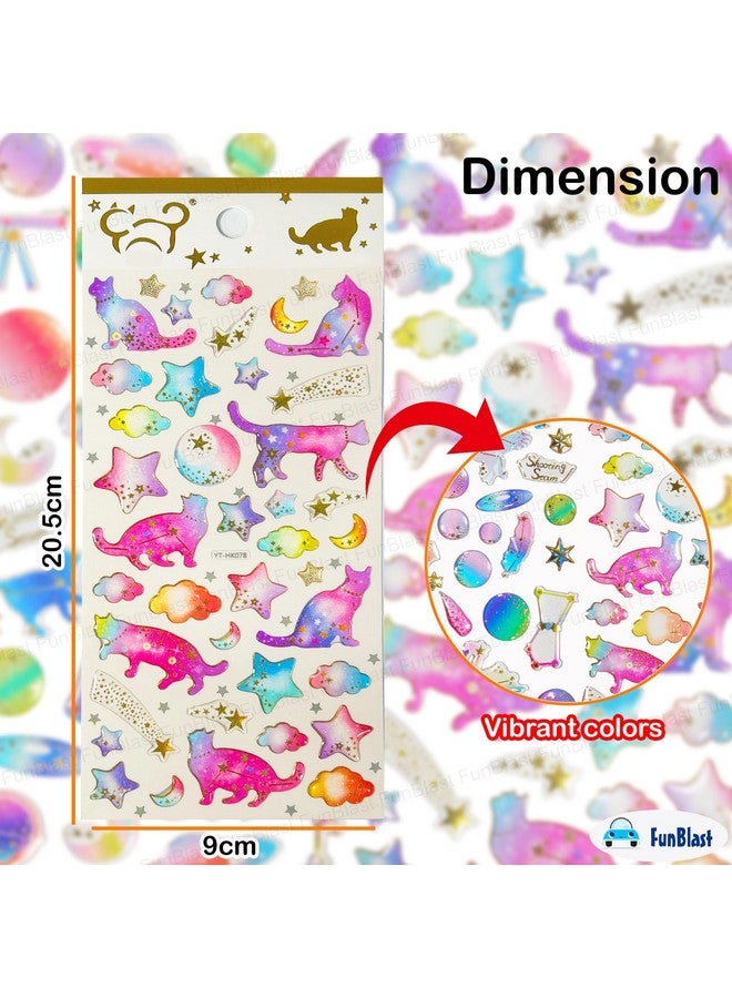 FunBlast Cartoon Kawaii Stickers Set - 2 Sheets, 70+ Stickers for Kids, 3D Stickers for Girls, Aesthetic Sticker, Cute Stickers, Craft Stickers, Self-Adhesive Stickers (Multicolor) - Image 2