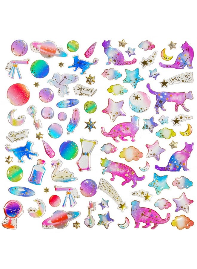 FunBlast Cartoon Kawaii Stickers Set - 2 Sheets, 70+ Stickers for Kids, 3D Stickers for Girls, Aesthetic Sticker, Cute Stickers, Craft Stickers, Self-Adhesive Stickers (Multicolor) - Image 1