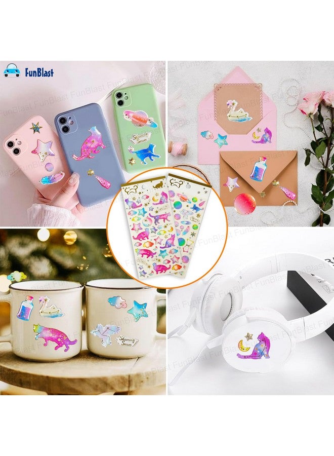 FunBlast Cartoon Kawaii Stickers Set - 2 Sheets, 70+ Stickers for Kids, 3D Stickers for Girls, Aesthetic Sticker, Cute Stickers, Craft Stickers, Self-Adhesive Stickers (Multicolor) - Image 5