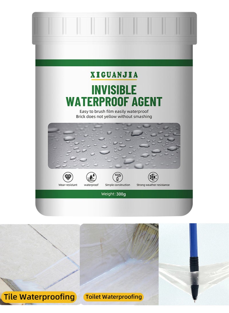 XIGUANJIA 300g Liquid Waterproof Sealant Invisible Waterproof Agent Transparent Repairing Leak Waterproof Adhesive Indoor Outdoor Water-Based Waterproof Coating for Wall Bathroom Roof - Image 1