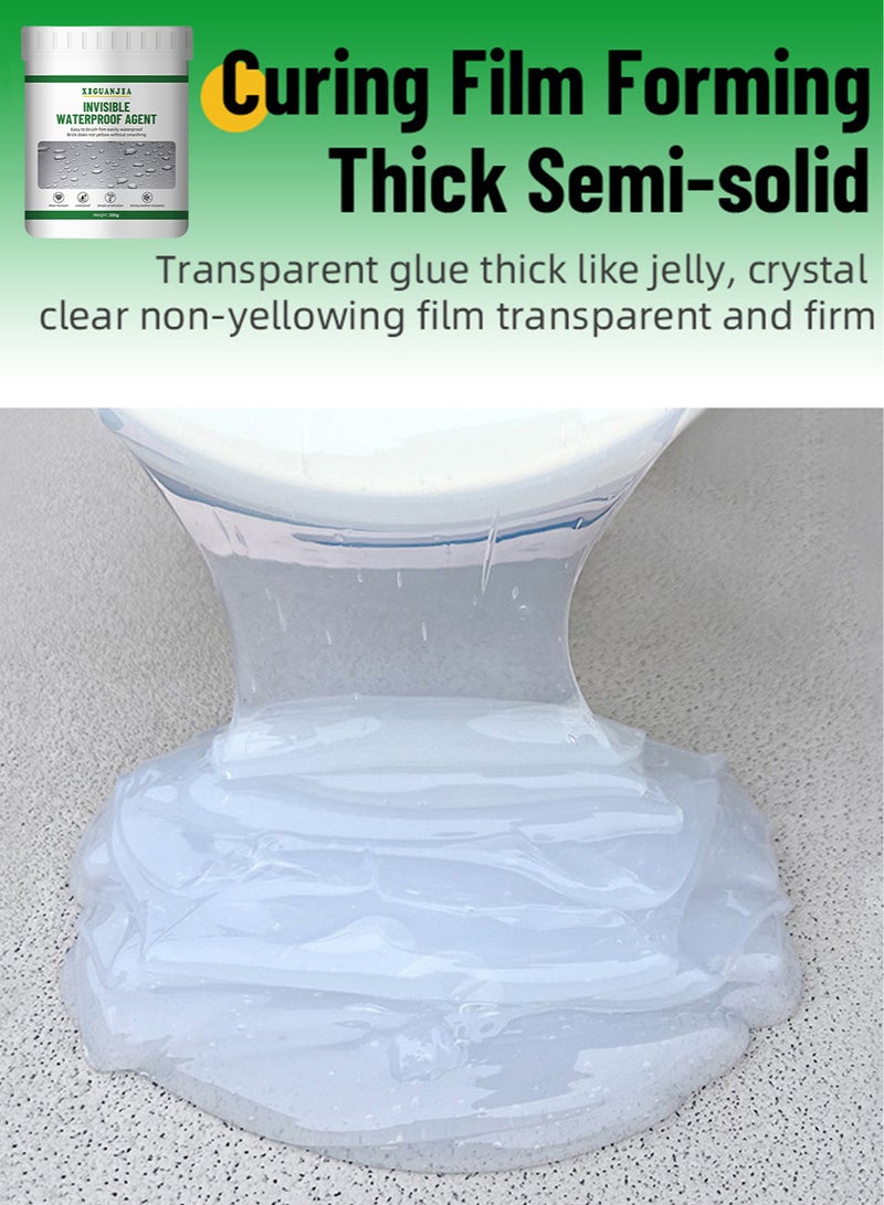 XIGUANJIA 300g Liquid Waterproof Sealant Invisible Waterproof Agent Transparent Repairing Leak Waterproof Adhesive Indoor Outdoor Water-Based Waterproof Coating for Wall Bathroom Roof - Image 3