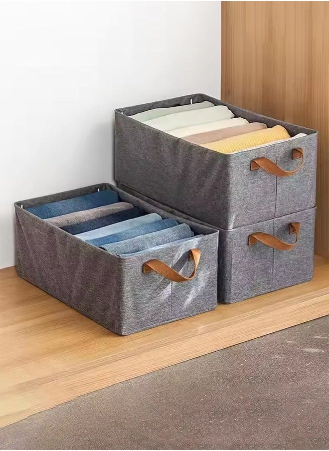 Cady One - 3pcs Foldable Fabric Clothes Organizer and Storage Box with Convenient Carry Side Handles - Image 1