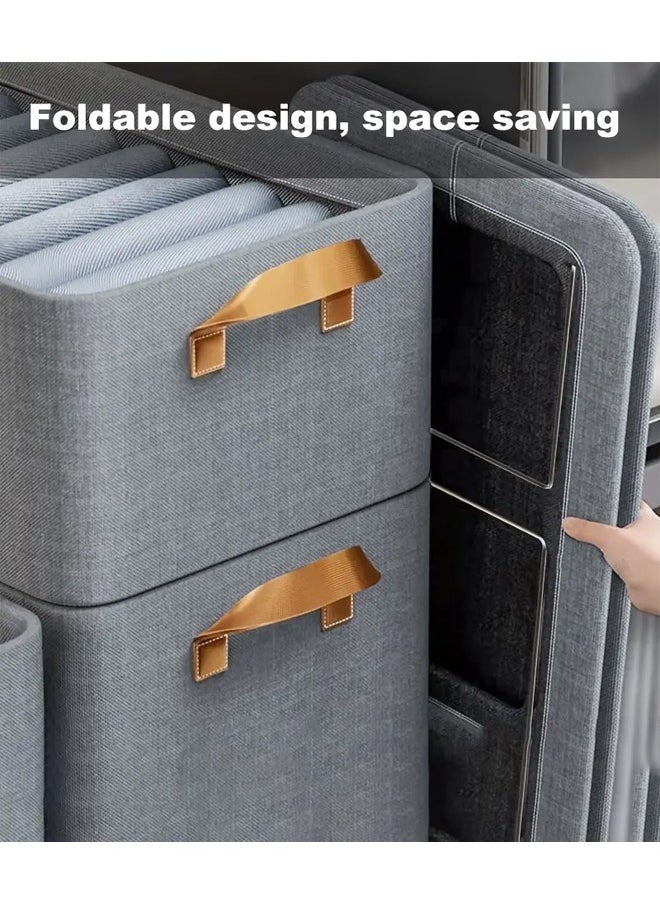 Cady One - 3pcs Foldable Fabric Clothes Organizer and Storage Box with Convenient Carry Side Handles - Image 1