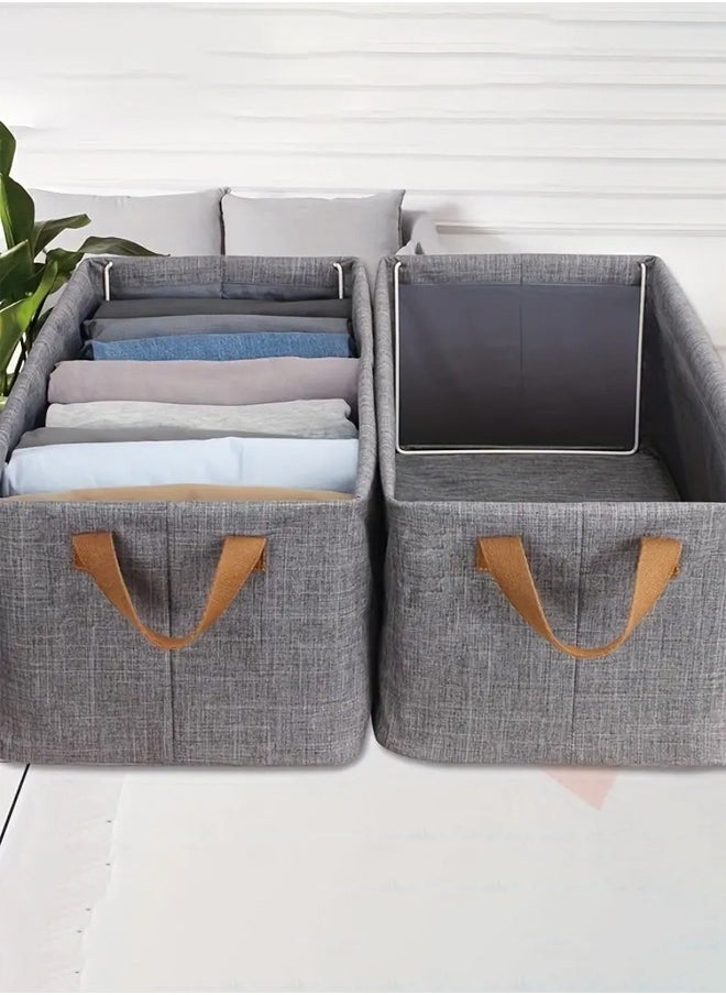 Cady One - 3pcs Foldable Fabric Clothes Organizer and Storage Box with Convenient Carry Side Handles - Image 1