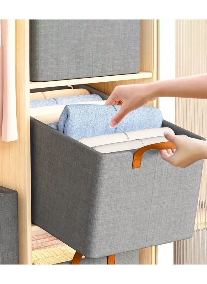 Cady One - 3pcs Foldable Fabric Clothes Organizer and Storage Box with Convenient Carry Side Handles - Image 1