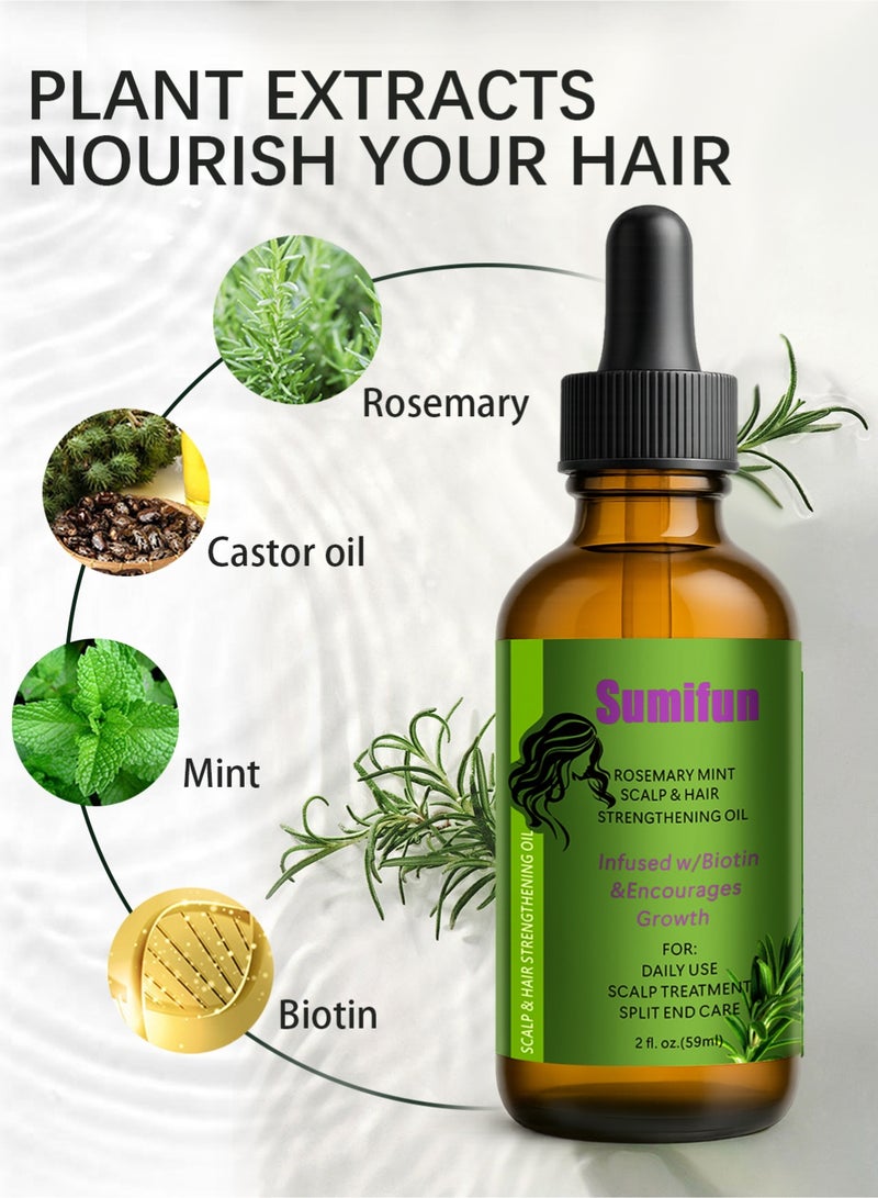 سوميفون زيت إكليل الجبل والنعناع لتقوية فروة الرأس والشعر، زيت عطري طبيعي متعدد الاستخدامات - 59 مل - Image 2