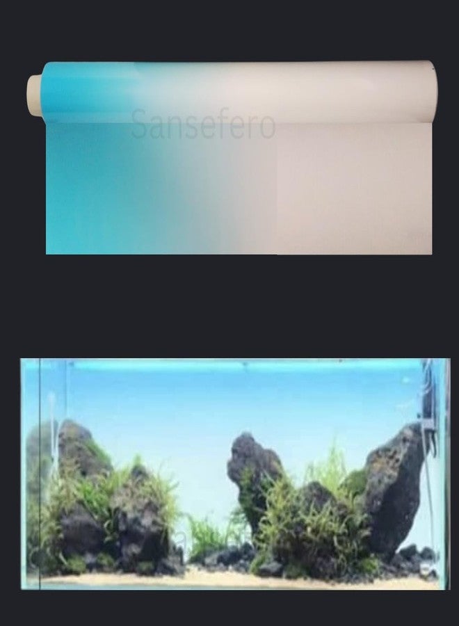 SANSEFERO Premier Plants Aquarium Fish Tank Background Blue and White Sticker Poster for Aquarium Background Gradient Poster (6 ft Length x 2 ft Height) - Image 1