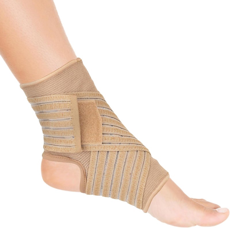 Actesso Ankle Support Sleeve with Strap The Ultimate Support for Weak Ankles Sprains and Sports Injury Ideal for Men Women Left or Right M Pack of 1 Beige - Image 2