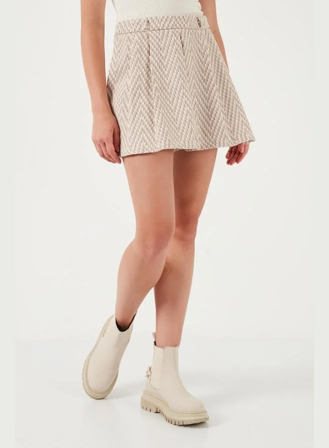 ليلا Lela Patterned Cotton Winter Mini Short Skirt Women's SHORT SKIRT 611SR0046