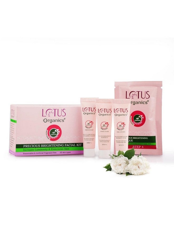 Lotus Organics+ Lotus Organics+ Precious Brightening Facial Kit | With 4 Steps to Bright and Glowing Skin | Made With Organic Ingredients | Facial Kit for Men & Women | Suitable for All Skin Types 