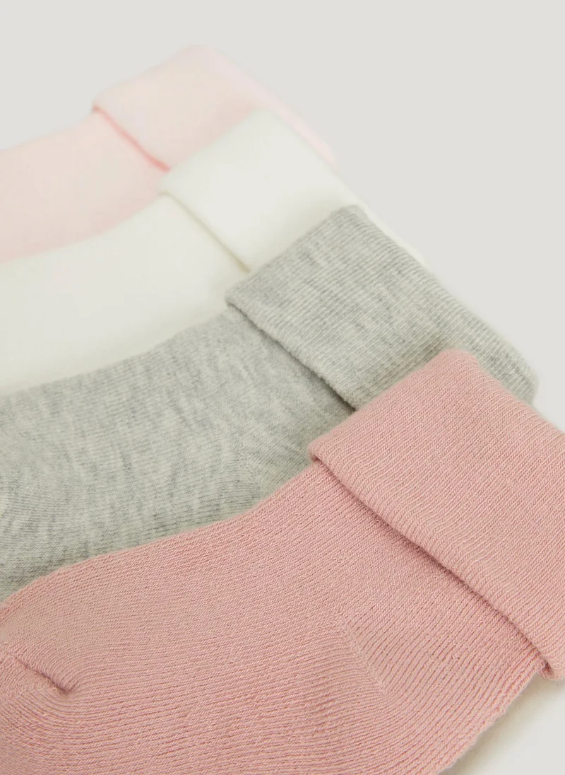 Matalan Unisex 4 Pack Pink Terry Tot Baby Socks