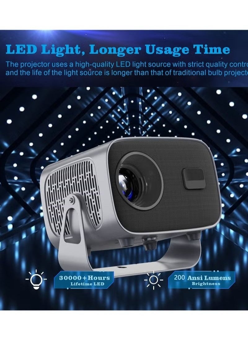TIGER - Android Smart 4K BT 5.2 LED Projector with 5G WiFi, Electric Focus, 360° Rotating, Wireless Phone Mirroring, Compact and Portable, Perfect for Home Theater, Outdoor Movies & Presentations - Image 1