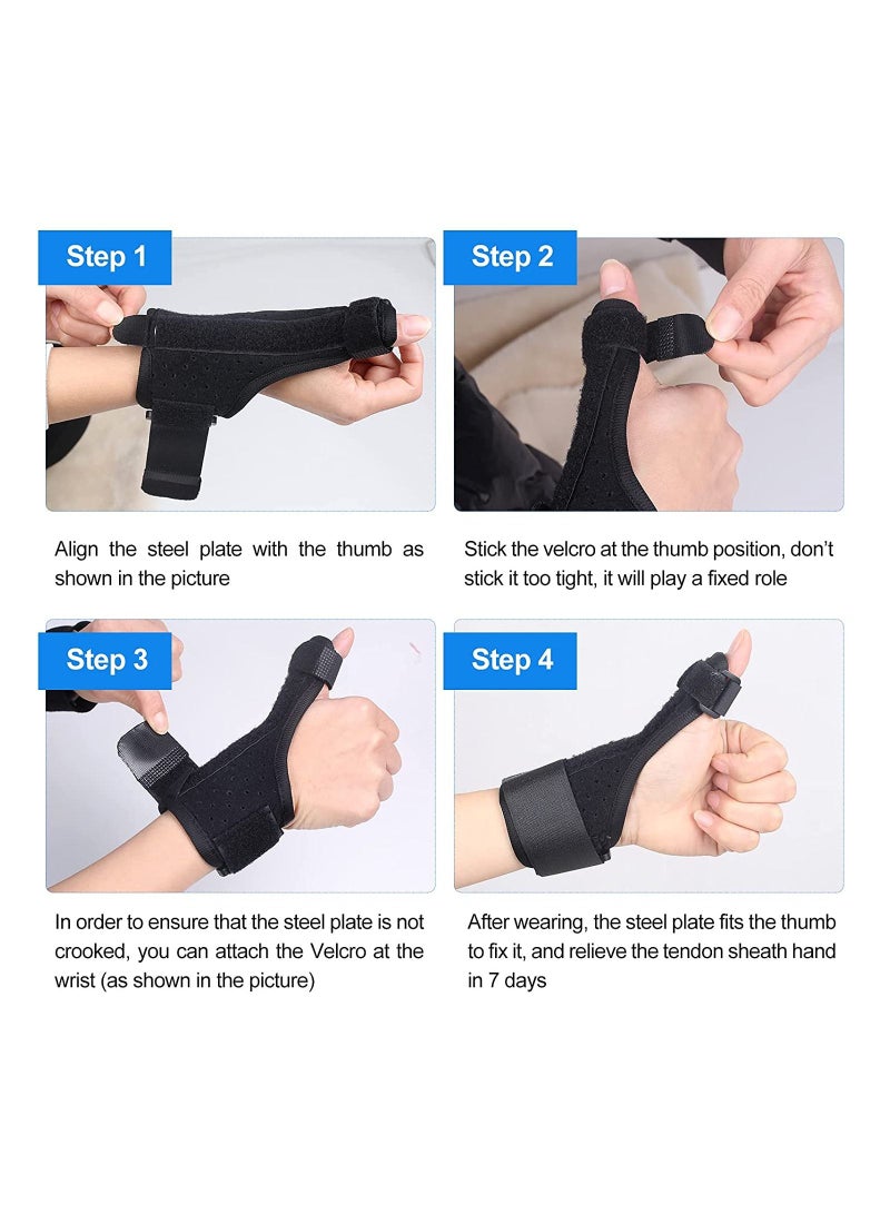 Thumb Splint Support Brace with Wrist Strap Pain Relief from Arthritis Sprains Strains - Image 3